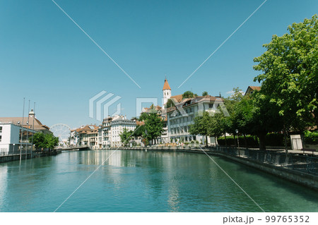 Switzerland city river beautiful bridge nature ecology 99765352