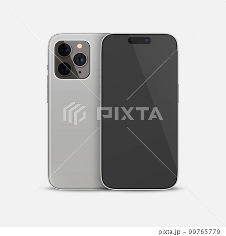 Vector 3d Realistic Gray Smartphone Case. Telephone Design Template for Mockup. Phone Device, Front and Back Side, Front View 99765779