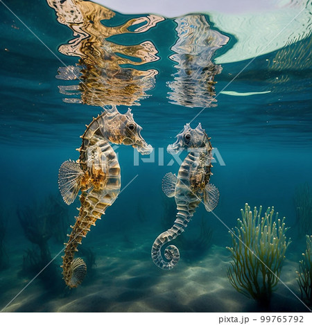 Seahorses, amazing cute fish of an unusualのイラスト素材 