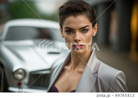 高級車から降りてきた美人 99765813