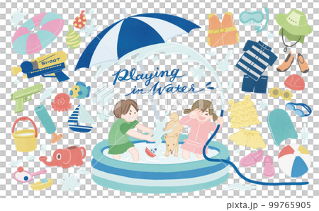 帶有人物插圖的夏季水上游戲/游泳池商品套裝 99765905