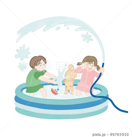 ビニールプールで遊ぶ子供 99765910