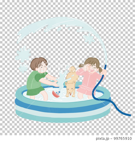 ビニールプールで遊ぶ子供 99765910