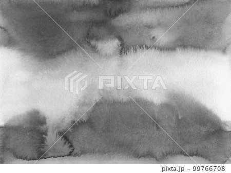 Abstract black and white watercolor background with copy space. Artistic grey backdrop, stains on paper. Aquarelle monochrome painting wallpaper. 99766708