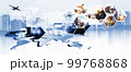The world logistics , there are world map with logistic network distribution on background and Logistics Industrial Container Cargo freight ship for Concept of fast or instant shipping 99768868