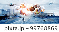 container truck ,ship in port and freight cargo plane in transport and import-export commercial logistic ,shipping business industry 99768869