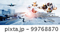 container truck ,ship in port and freight cargo plane in transport and import-export commercial logistic ,shipping business industry 99768870