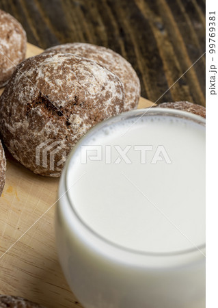 Fresh chocolate gingerbread and mill milk 99769381