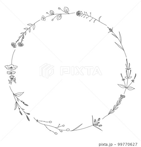 雑草線画円フレーム 雑草線画円フレーム 99770627