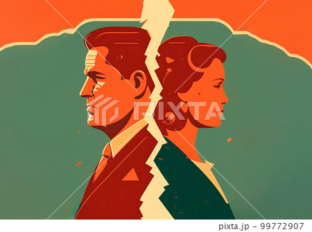 Resentment, divorce, depression conflict of man and woman. 99772907