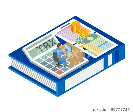 税金関係の事務作業のイメージイラスト 99773737