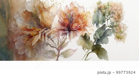 最大4Kサイズ以上、幻想的に描かれた水彩画風の花の絵 最大4Kサイズ以上、幻想的に描かれた水彩画風の花の絵 99773924