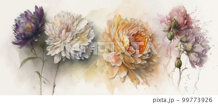 最大4Kサイズ以上、幻想的に描かれた水彩画風の花の絵 最大4Kサイズ以上、幻想的に描かれた水彩画風の花の絵 99773926