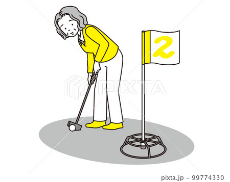 グランド・ゴルフするおばさま グランド・ゴルフするおばさま 99774330