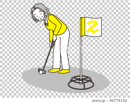 グランド・ゴルフするおばさま グランド・ゴルフするおばさま 99774330