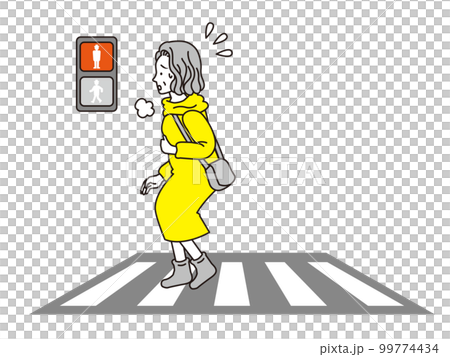おばさま横断歩道を渡る 99774434