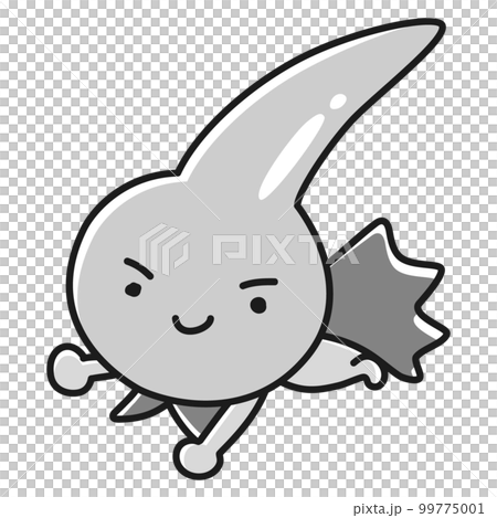 White haired hero character (black and white) 99775001