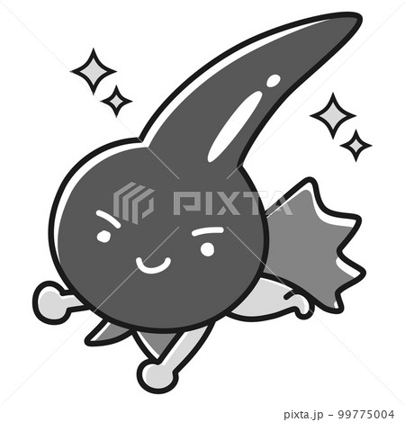 黒い健康な一本毛のヒーローキャラクター(白黒) 99775004