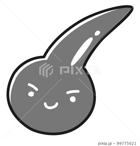 黒い一本毛のキャラクター(白黒) 99775021