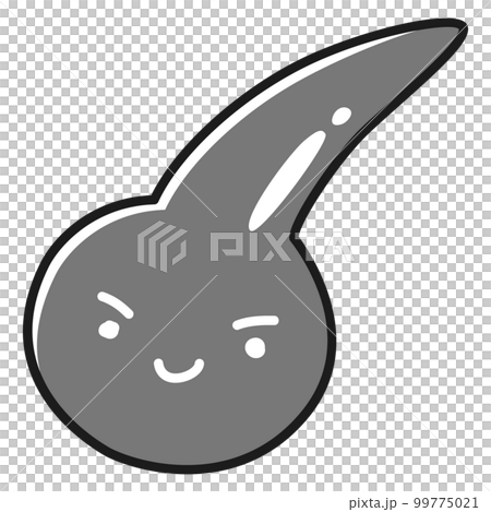 黒い一本毛のキャラクター(白黒) 99775021