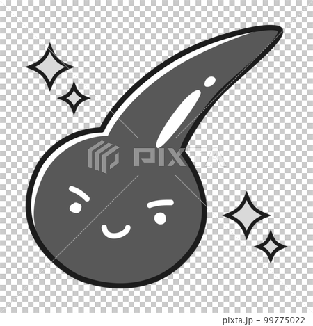黒い一本毛のキャラクター(白黒) 黒い一本毛のキャラクター(白黒) 99775022
