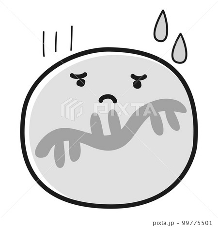困った顔のコロナワクチンの抗体イメージキャラクター（mRNA）(白黒) 99775501