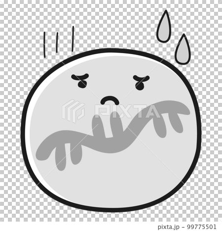 困った顔のコロナワクチンの抗体イメージキャラクター（mRNA）(白黒) 99775501