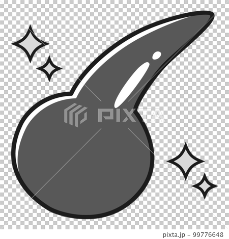 シンプルな黒髪のイラスト(白黒) 99776648