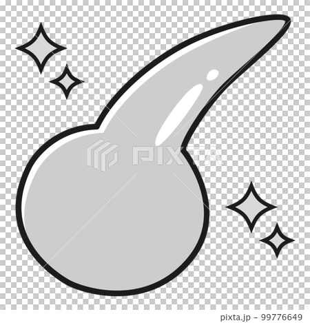 シンプルな白髪のイラスト(白黒) 99776649