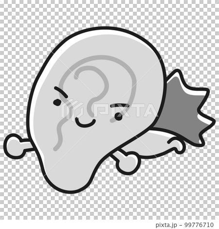 耳のヒーローキャラクター(白黒) 99776710