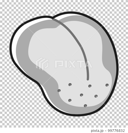 白くなった舌（舌苔、舌癌）のイラスト(白黒) 99776832