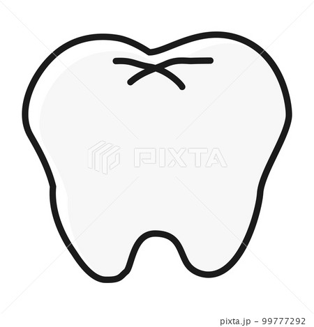 シンプルな白い歯のイラスト(白黒) シンプルな白い歯のイラスト(白黒) 99777292