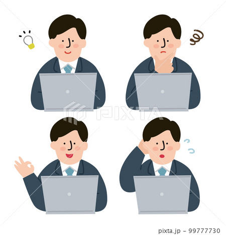 パソコンを操作する男性会社員　IT 表情 カラー 99777730