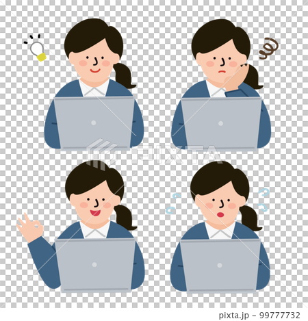 Female office worker operating a personal computer Expression color 99777732