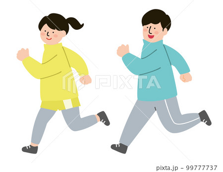 ランニングをする男女のイラスト素材　カラー 99777737