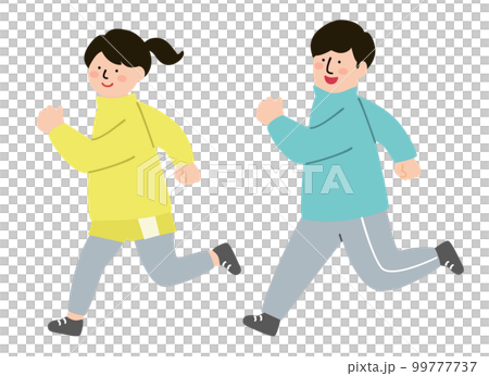 ランニングをする男女のイラスト素材　カラー 99777737