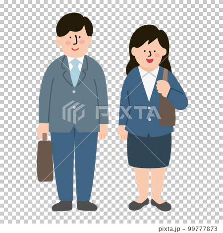 男女の新入社員 全身 セット カラー 男女の新入社員 全身 セット カラー 99777873