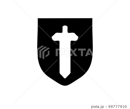 sword and shield logo silhouette. isolated white background. Best for badge, emblem, icon, design sticker, military logo industry. available in eps 10. sword and shield logo silhouette. isolated white background. Best for badge, emblem, icon, design sticker, military logo industry. available in eps 10. 99777910