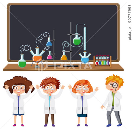 Scientist and student doing chemistry experiment Scientist and student doing chemistry experiment 99777993