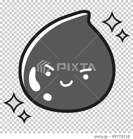 Illustration of beautiful black drops (beauty, medicine, cream, etc.) character (black and white) 99778138