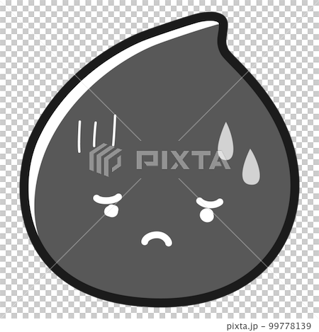 Illustration of black drops on a troubled face (dirt, etc.) Character (black and white) Illustration of black drops on a troubled face (dirt, etc.) Character (black and white) 99778139