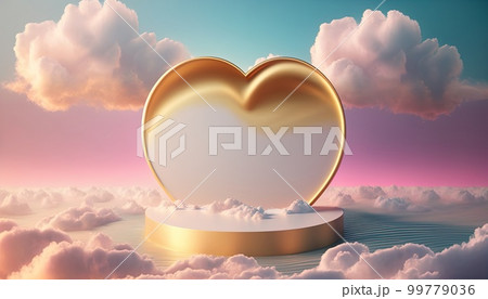 golden podium product showcase stage background platform with clouds around it and love heart golden podium product showcase stage background platform with clouds around it and love heart 99779036