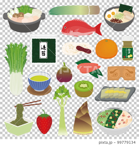 福岡県の特産品のイラストセット 福岡県の特産品のイラストセット 99779134