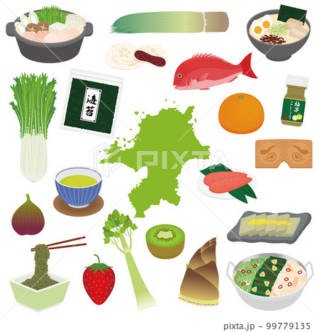 福岡県の特産品のイラストセット 99779135