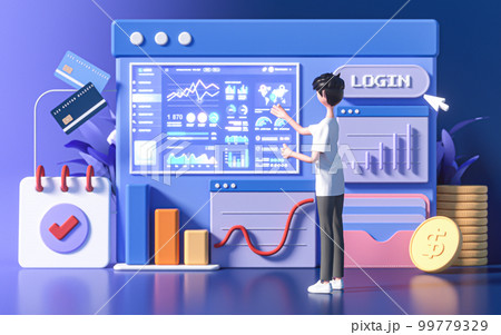 創造的な 3 D オフィス キャラ イラスト 99779329