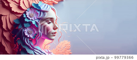 illustration of women face surrounded by leaves for women's day celebration greeting card illustration of women face surrounded by leaves for women's day celebration greeting card 99779366