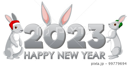 Happy New Year 2023 text for banner design Happy New Year 2023 text for banner design 99779694