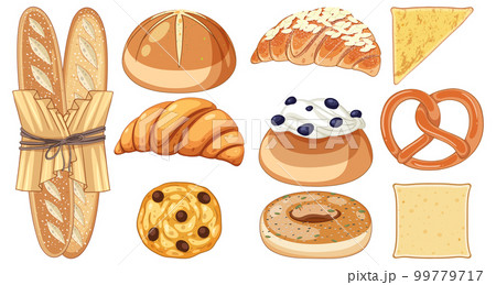 Set of bread and pastry bakery products Set of bread and pastry bakery products 99779717