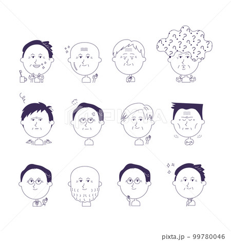 シニア男性　上半身のイラストセット 99780046