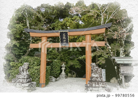 水彩画風　高鴨神社　鳥居　奈良県御所市 99780556